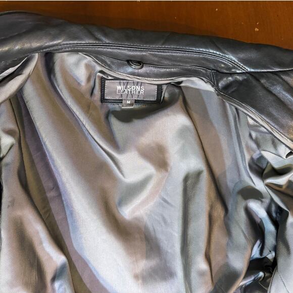 Vintage Mens Lined Wilsons Leather Black Bomber Removable Liner Distressed - Picture 4 of 15